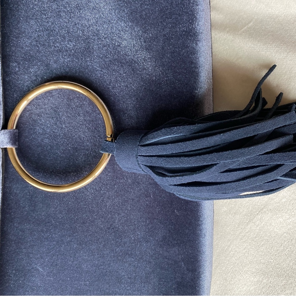 Street Level Blue and Gold Clutch Velvet Wristlet - Picture 3 of 9